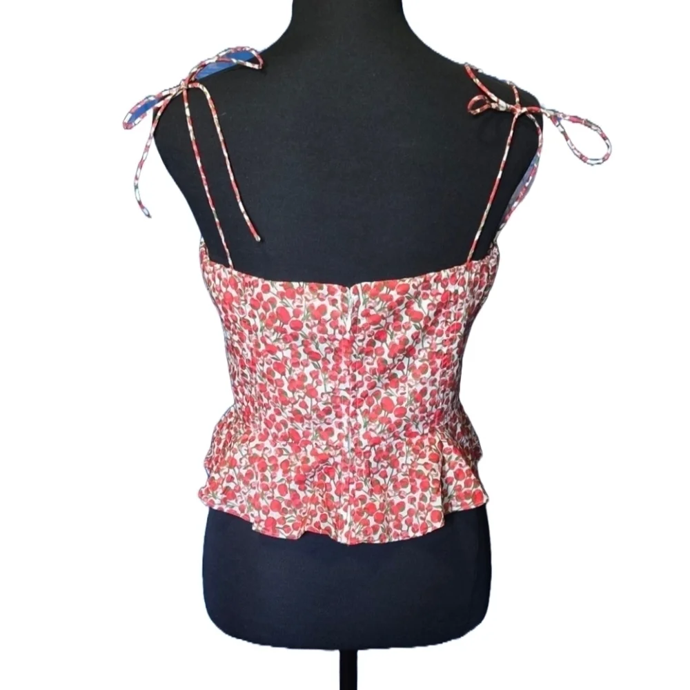J. Crew Cropped Liberty® Strawberry Top Sz 12 NWT Festival Boho Y2K Coquette - Picture 4 of 12